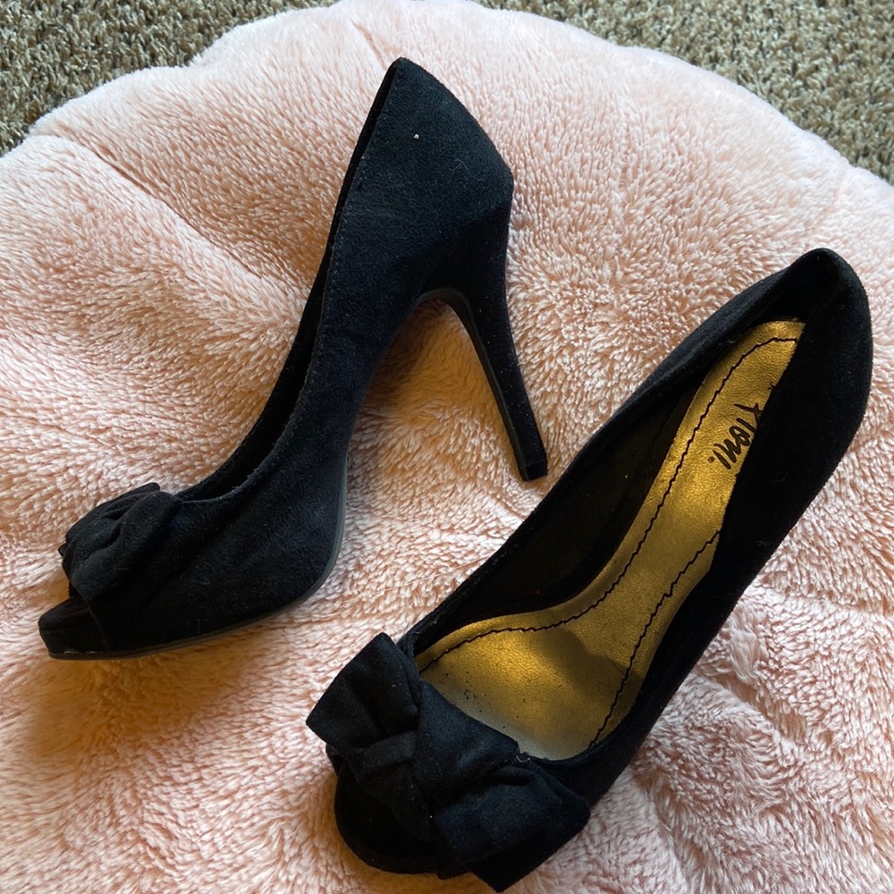 Black Bow Open Toe Heels